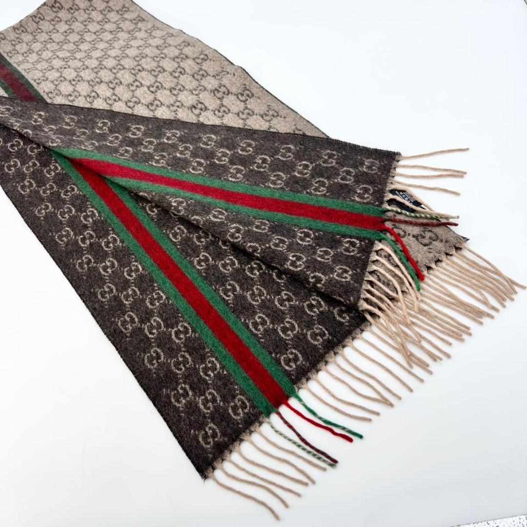 【専用】GUCCI グッチ カシミヤ100% GG柄マフラー 極美品タグ付き