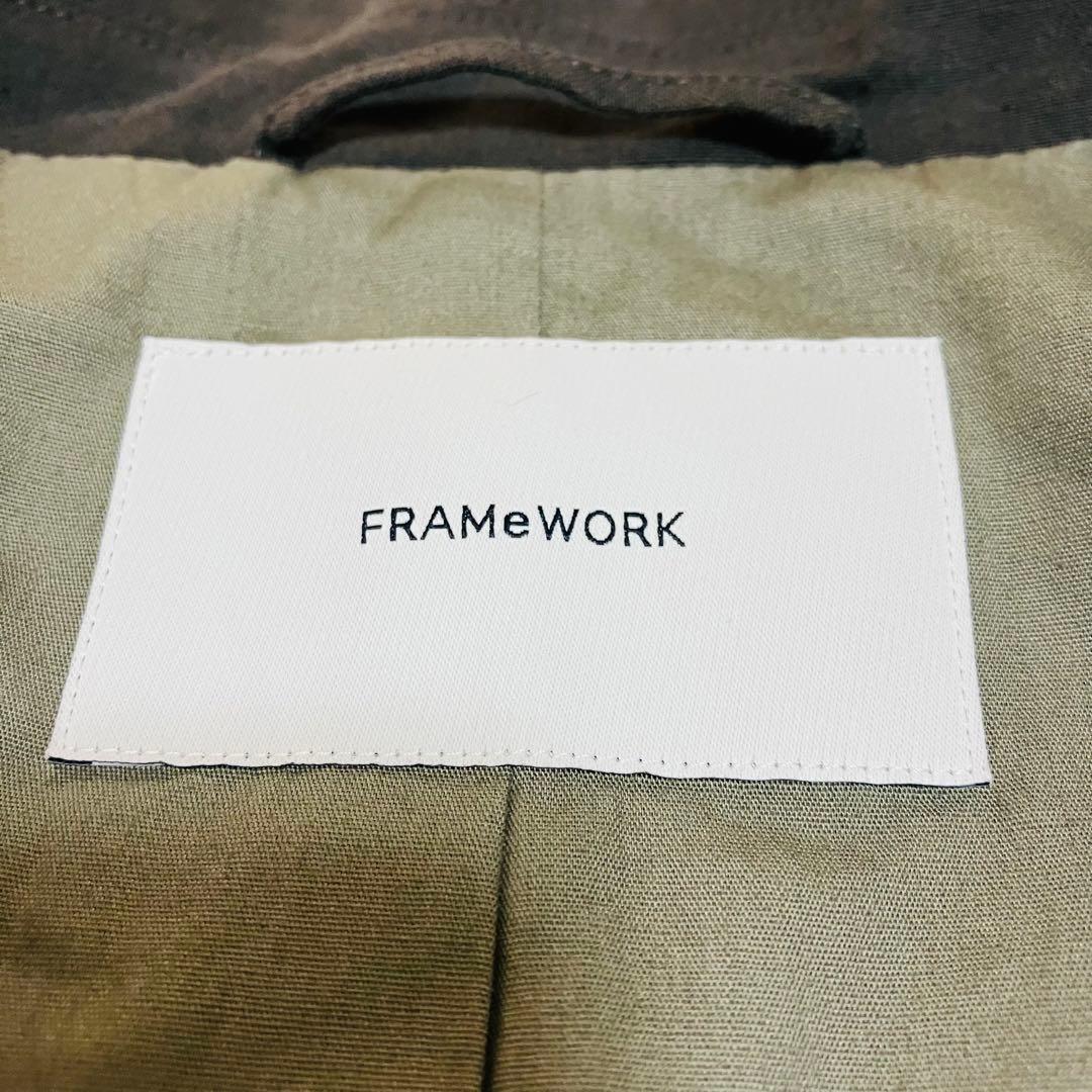 フレームワーク 綿麻ポプリンコート リネン グレー