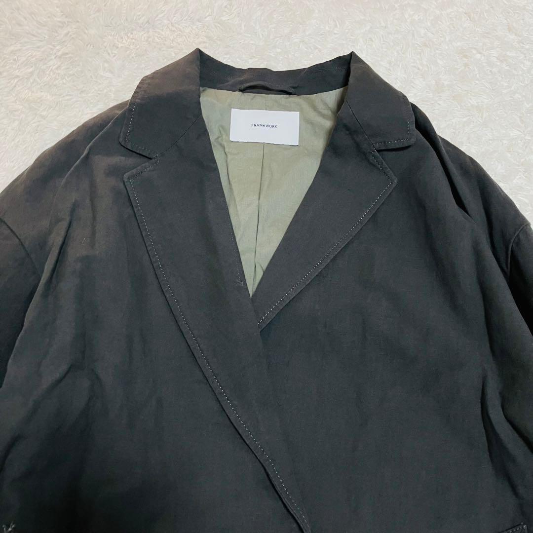 フレームワーク 綿麻ポプリンコート リネン グレー