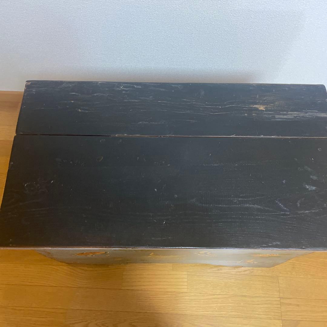 (Rihi24様用)青色の装飾木製収納箱　アンティーク　中国家具　アジアン