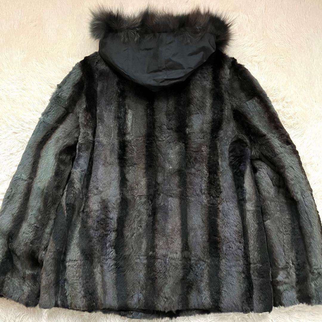 ✨シルク×ブルーフォックス✨バルマンBALMAIN 毛皮 総柄 リバーシブル 銀