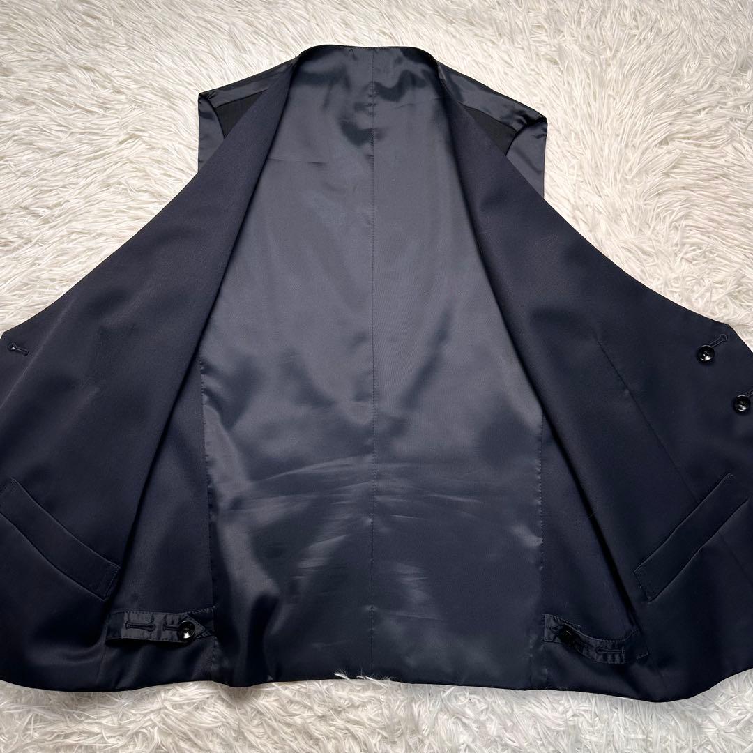 極美品 スーツセレクト シルク混 リバーシブルベスト 3ピース 光沢 A5