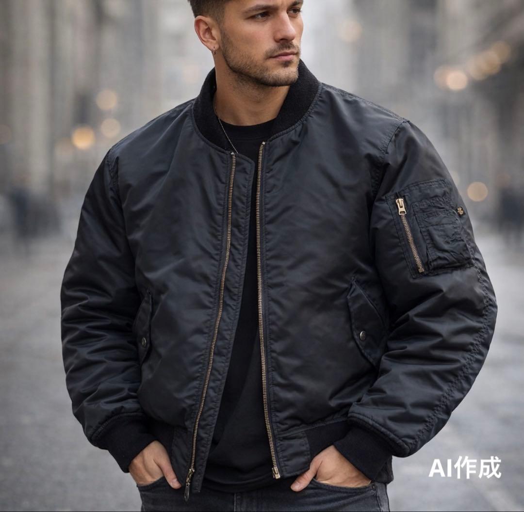 ジャケット・アウター ALPHA MA-1 bomber jkt black IDEAL USA