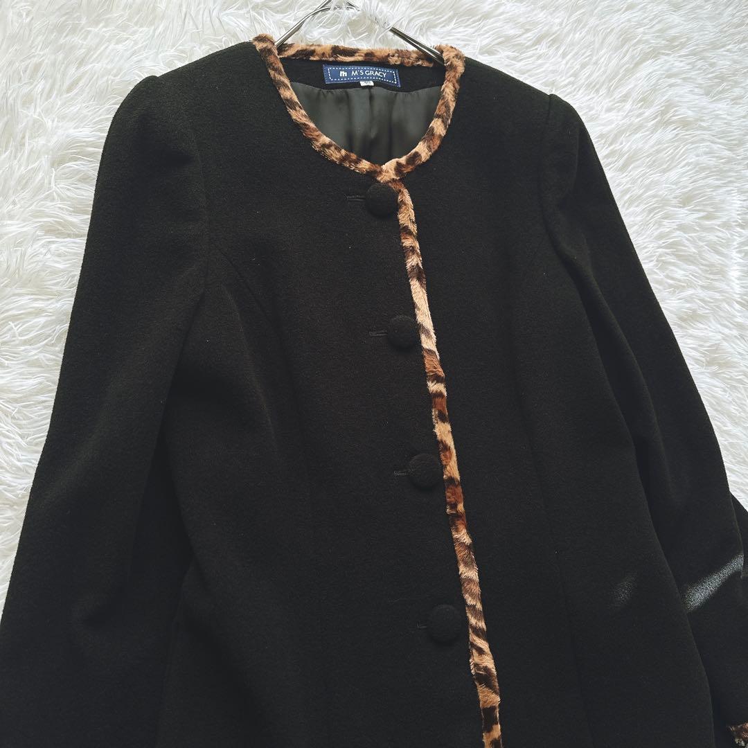 新品タグ付 M’S GRACY レオパードト コート 40 定価55,000円