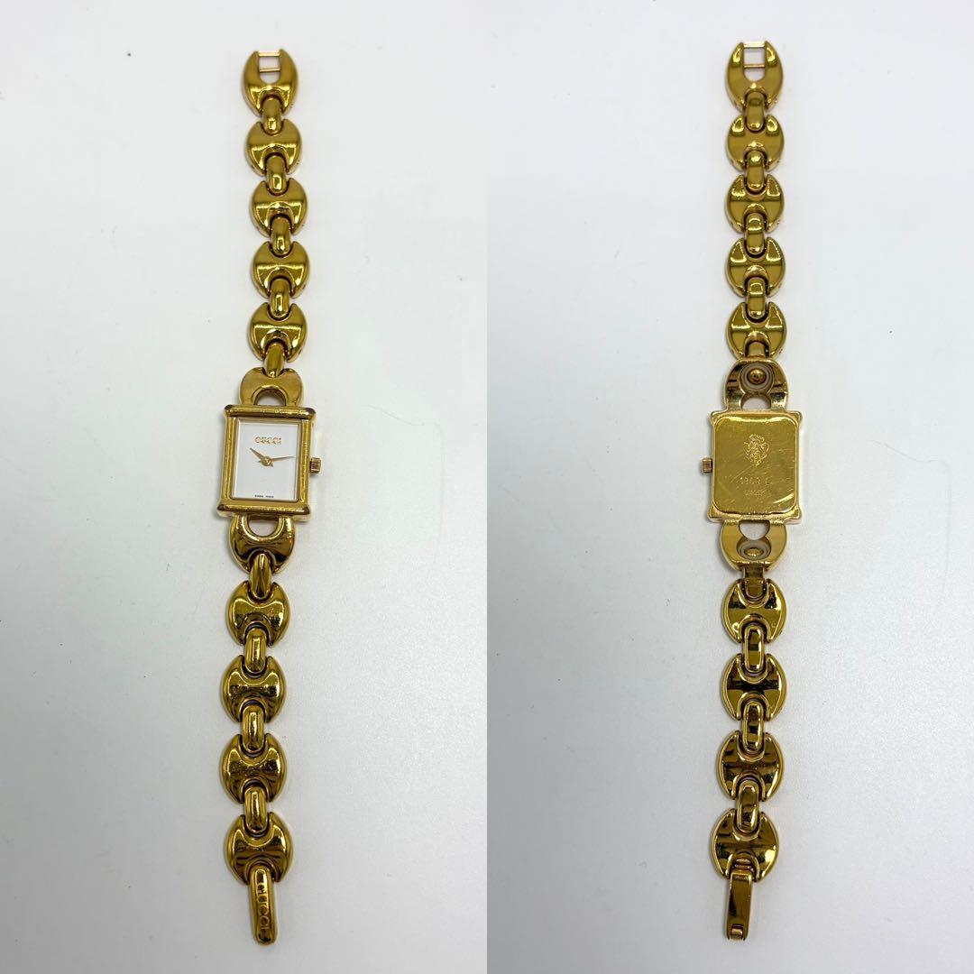 【稼働】 グッチ 腕時計 1800L チェンジベルト クォーツ ゴールドベゼル