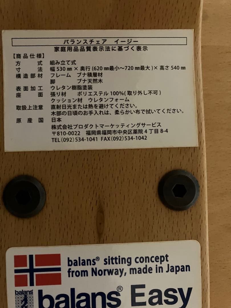 美品　バランスイージー バランスチェア リボ社 新品カバー付(ブルー)