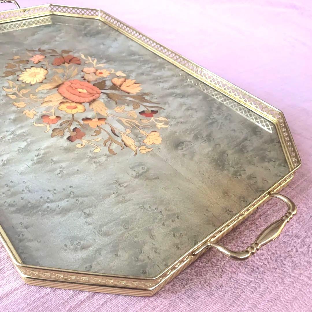 イタリア製　象嵌トレイ　アンティーク