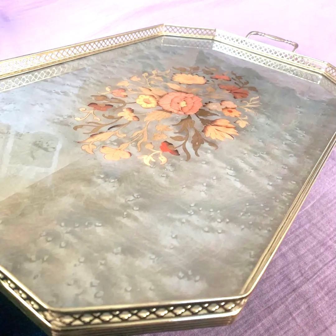 イタリア製　象嵌トレイ　アンティーク