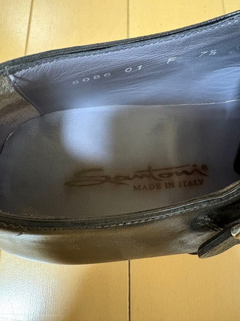 Santoni ダブルモンクストラップ ブラックレザーシューズ