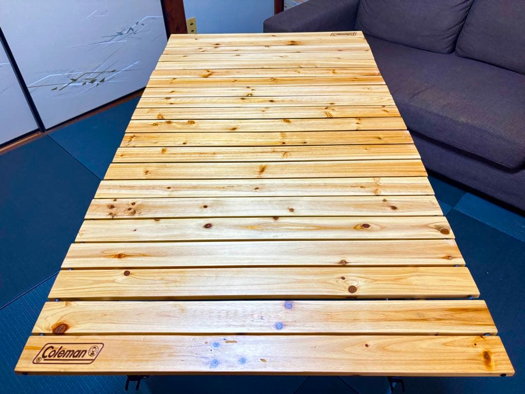 125センチ 廃盤 コールマン ナチュラルウッドロールテーブル 美品