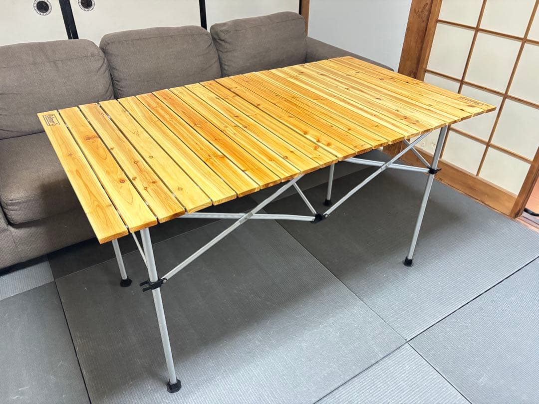 125センチ 廃盤 コールマン ナチュラルウッドロールテーブル 美品