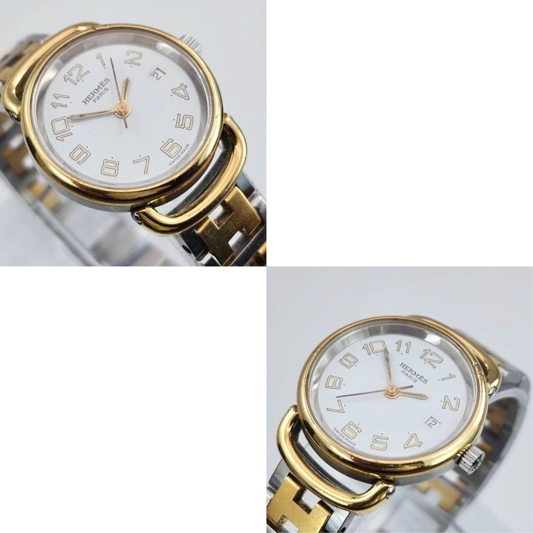 エルメス　プルマン　コンビ　ゴールド　ホワイト文字盤　Hバンド　3針タイプ