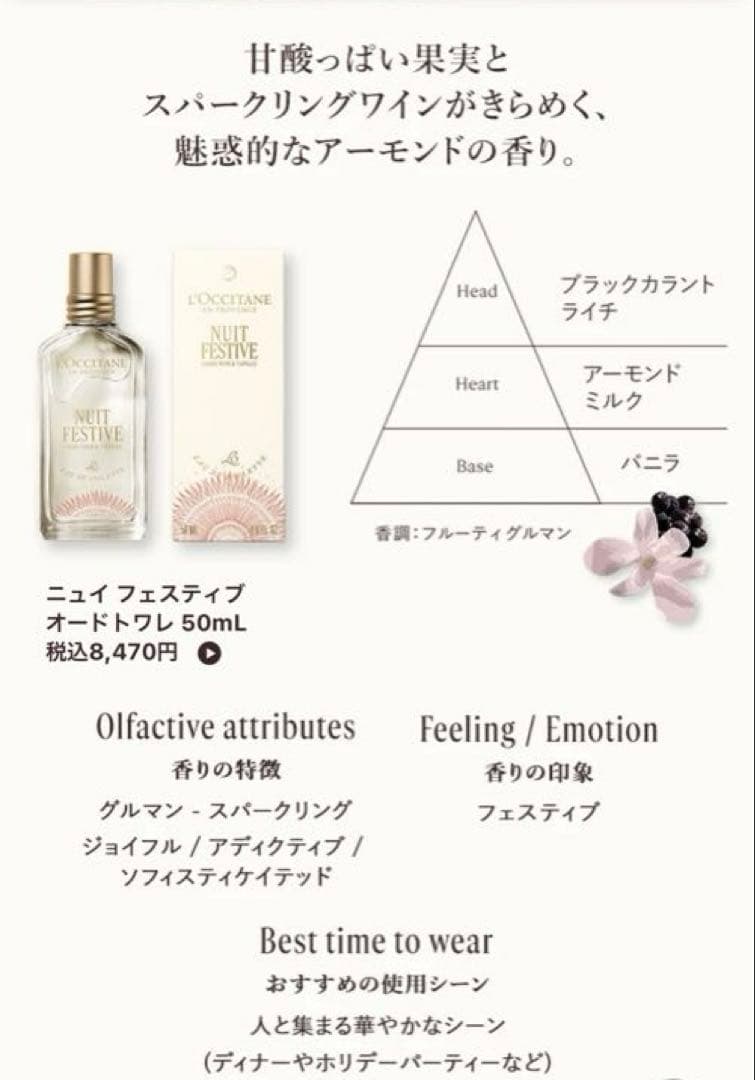 ロクシタン　ニュイフェスティブ　オードトワレ50ml&ハンドクリーム30ml