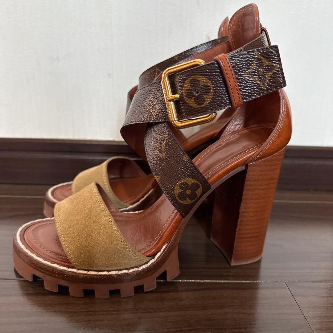 美品　Louis Vuitton 高ヒール　スタートレイルライン　サンダル　37