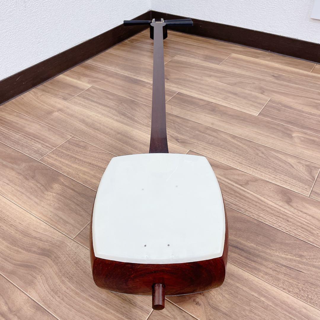 高級三味線 細棹 金細 紅木 子持ち綾杉胴 二本溝 和楽器