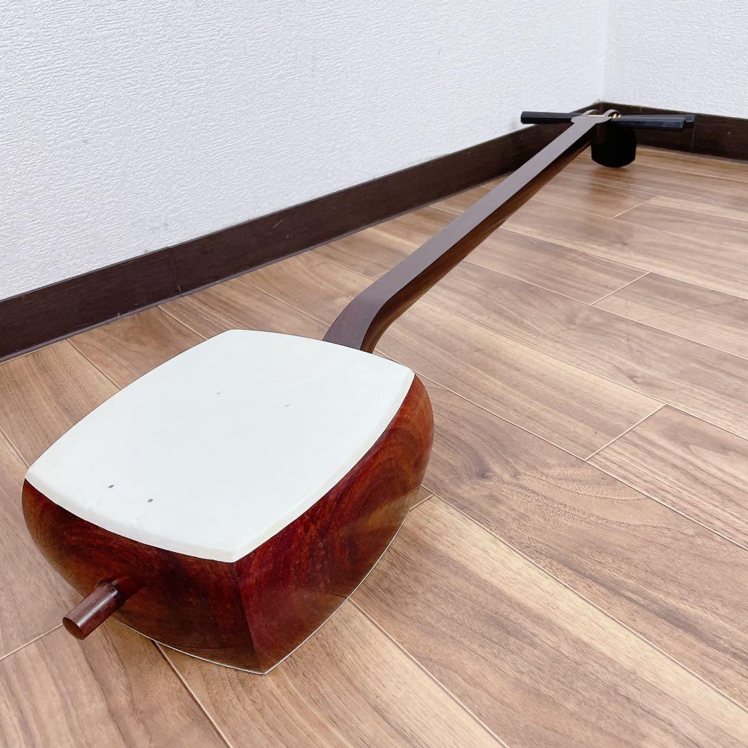 高級三味線 細棹 金細 紅木 子持ち綾杉胴 二本溝 和楽器