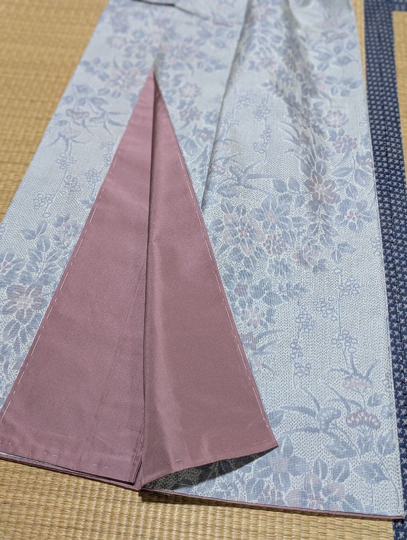 大島紬 白大島紬 花柄 身丈164cm しつけ糸付き 正絹