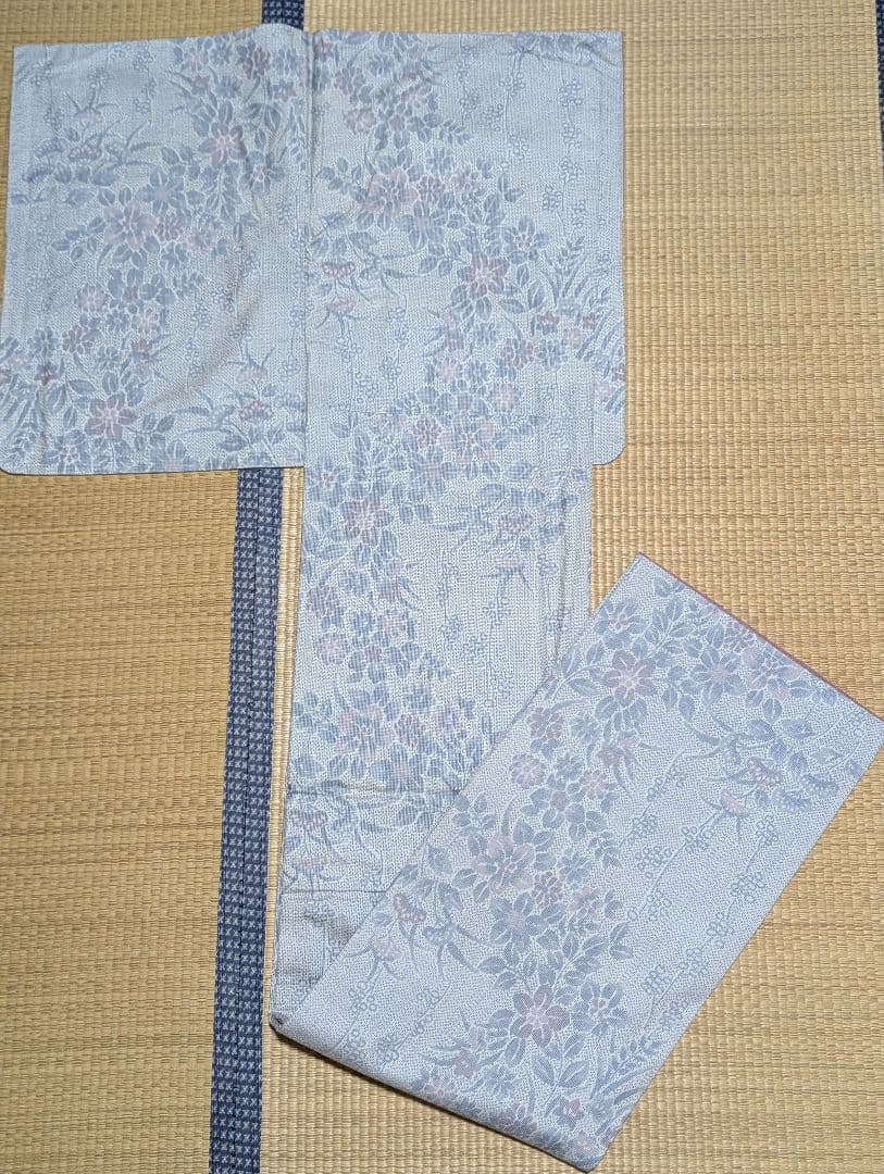 大島紬 白大島紬 花柄 身丈164cm しつけ糸付き 正絹