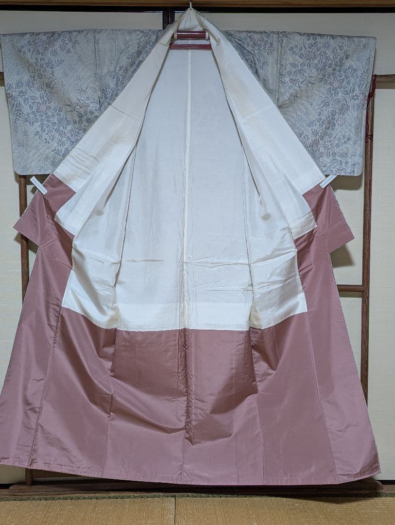 大島紬 白大島紬 花柄 身丈164cm しつけ糸付き 正絹