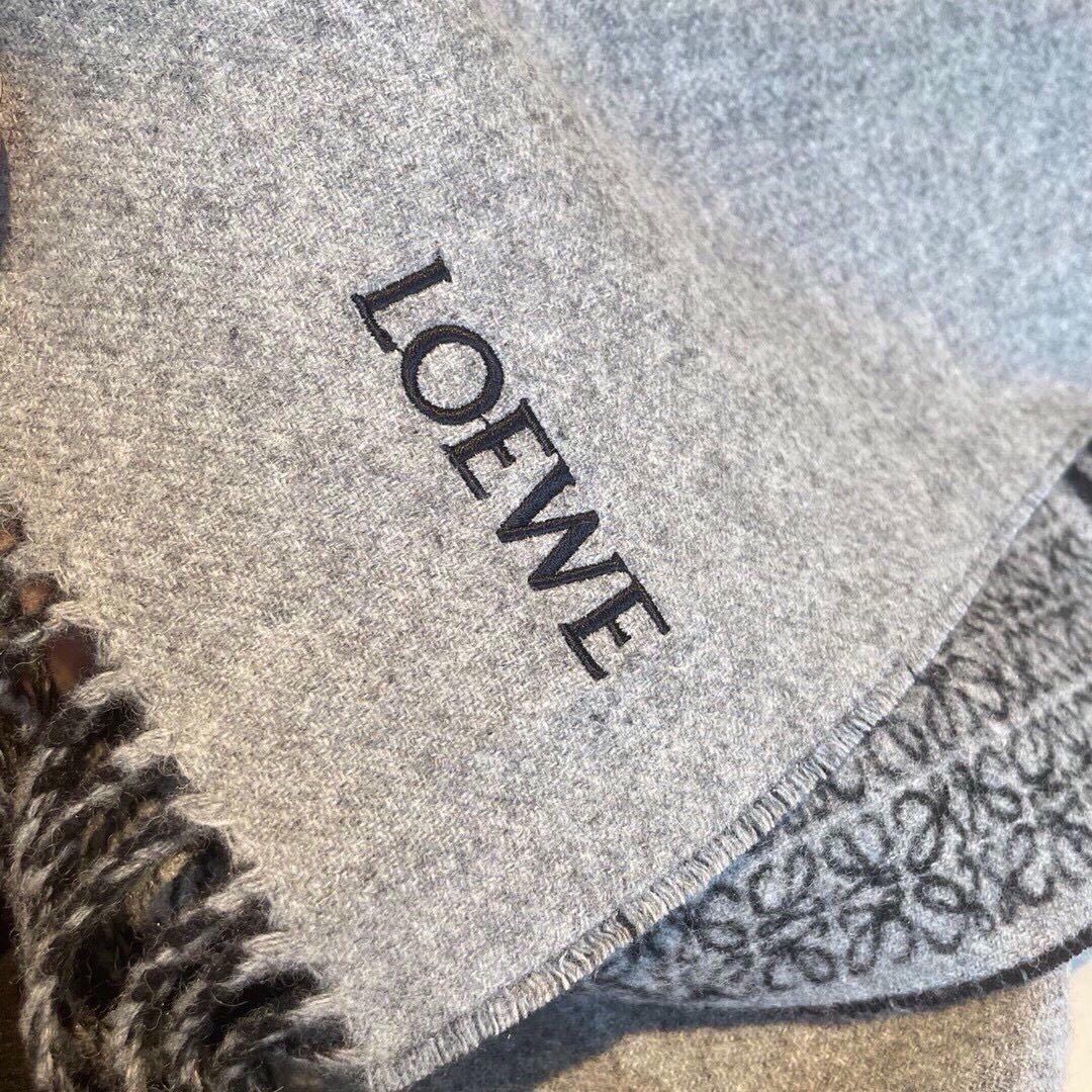 ♡LOEWE マフラー 30×182cm グレー ブラック♡