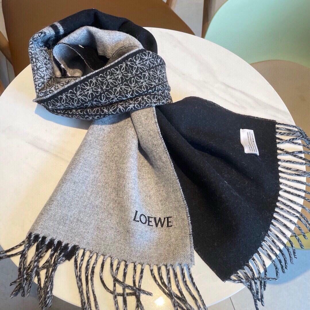 ♡LOEWE マフラー 30×182cm グレー ブラック♡