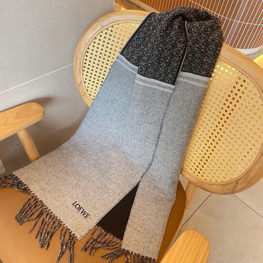 ♡LOEWE マフラー 30×182cm グレー ブラック♡