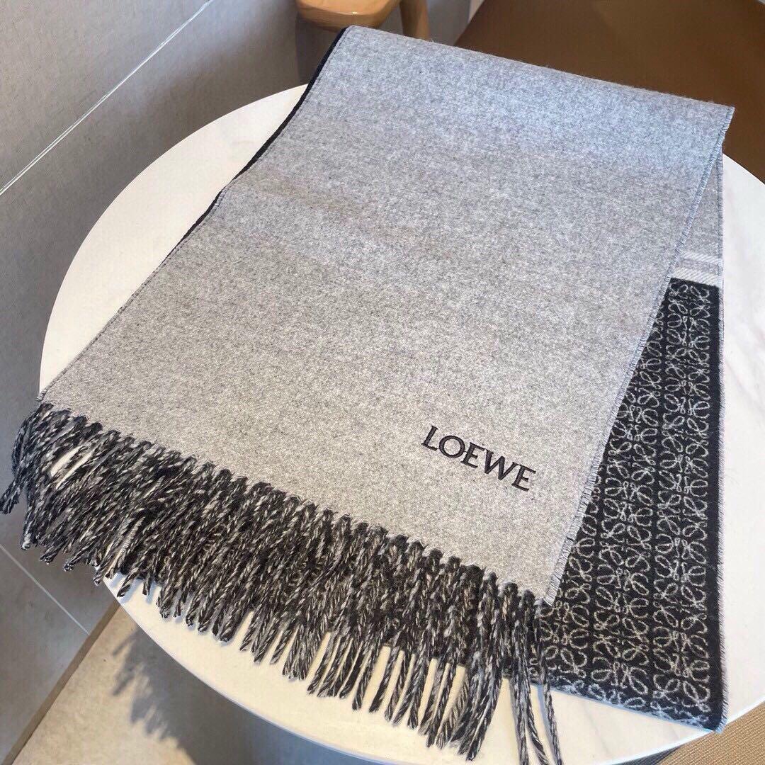 ♡LOEWE マフラー 30×182cm グレー ブラック♡