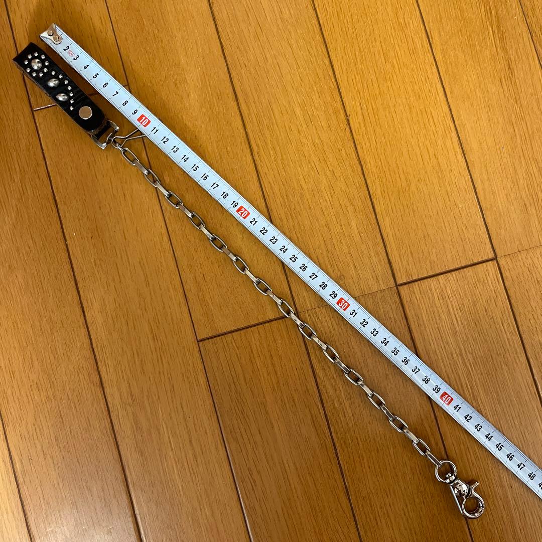 HTCスタッズ付きレザーウォレットチェーン黒