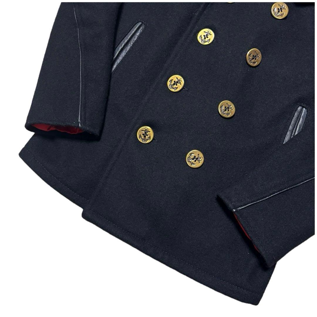 ✨美品✨希少✨ショット　ピーコート　金ボタン　ダブル　赤裏地　USA製　36