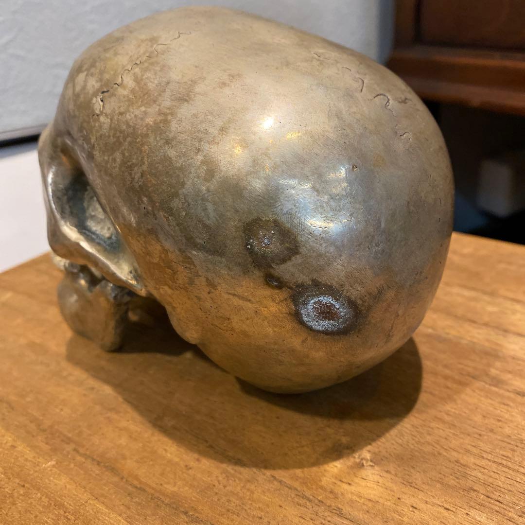 重厚感！！髑髏　ドクロ　インテリア　オブジェ　置物　シルバー　真鍮　鉛