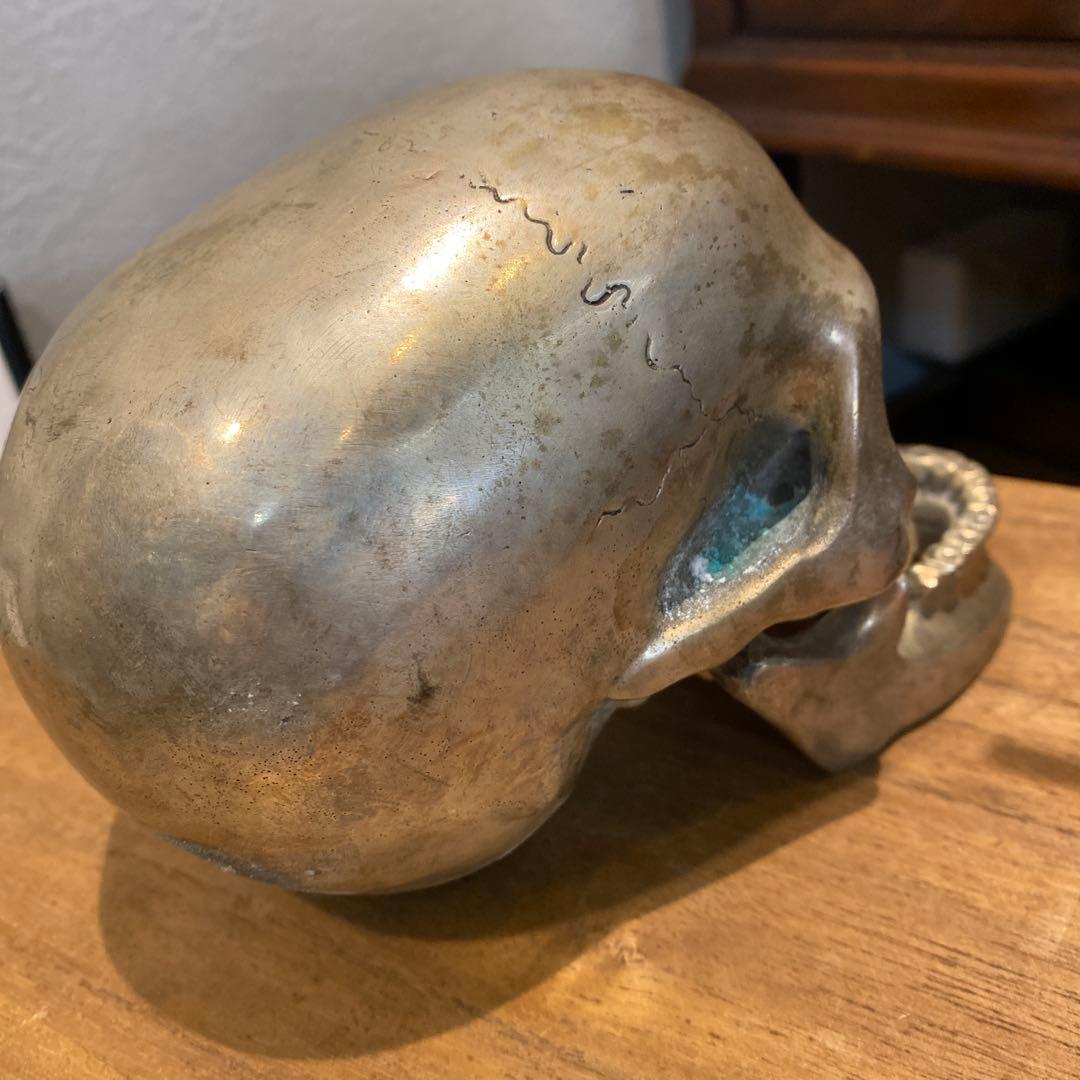 重厚感！！髑髏　ドクロ　インテリア　オブジェ　置物　シルバー　真鍮　鉛