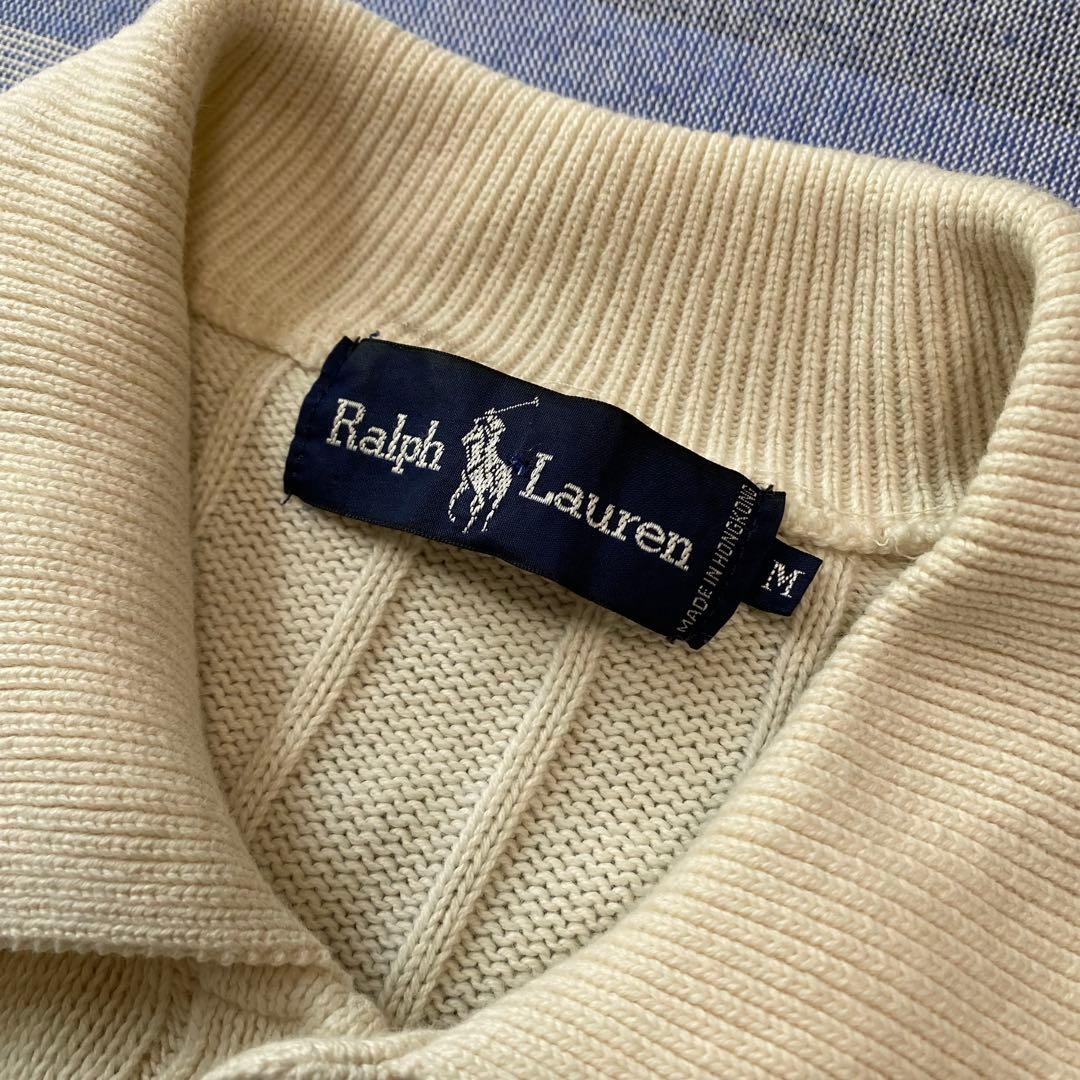 【極稀少】Ralph Lauren ポニー刺繍 半袖ニットポロシャツ キナリ M