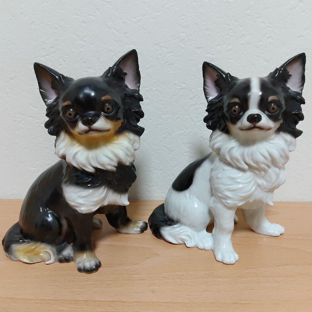 2匹の仲良しチワワ dearDg チワワ 陶器製 チワワ置物