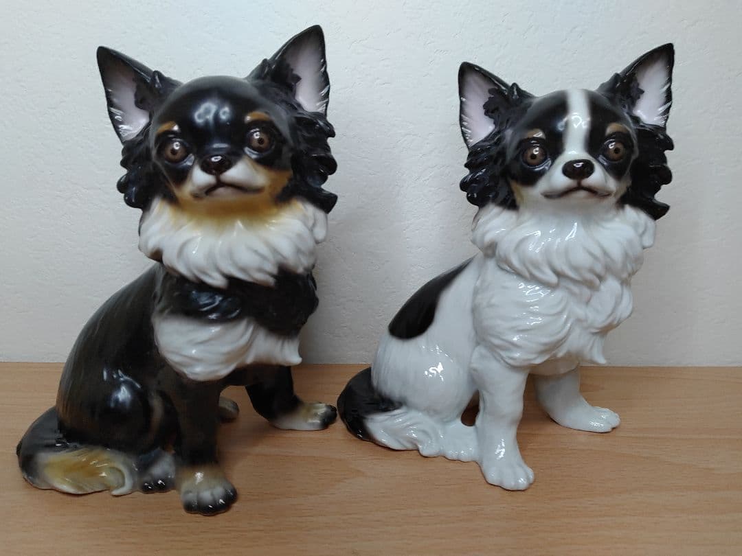 2匹の仲良しチワワ dearDg チワワ 陶器製 チワワ置物