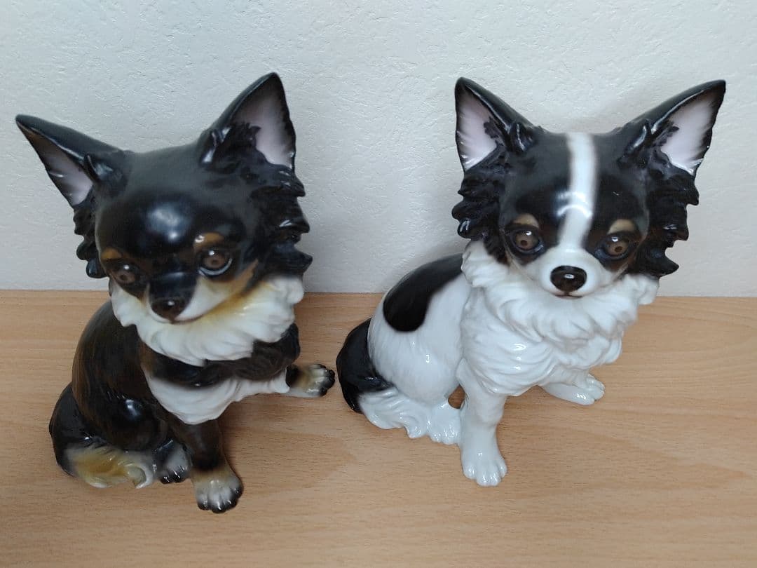 2匹の仲良しチワワ dearDg チワワ 陶器製 チワワ置物