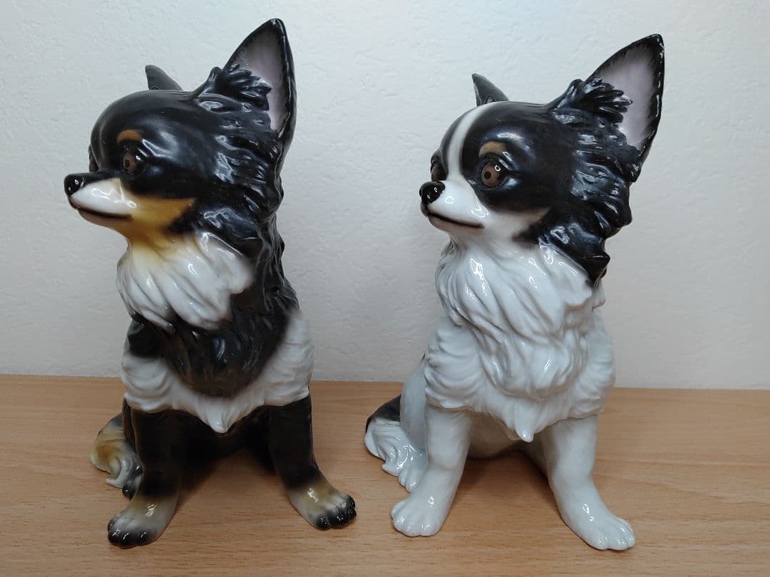 2匹の仲良しチワワ dearDg チワワ 陶器製 チワワ置物