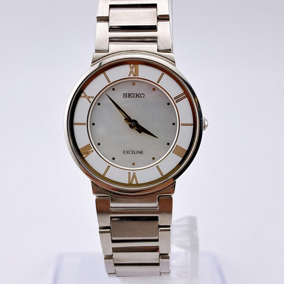 【美品/電池交換済】SEIKO　EXCELINE　腕時計　シェル　クォーツ