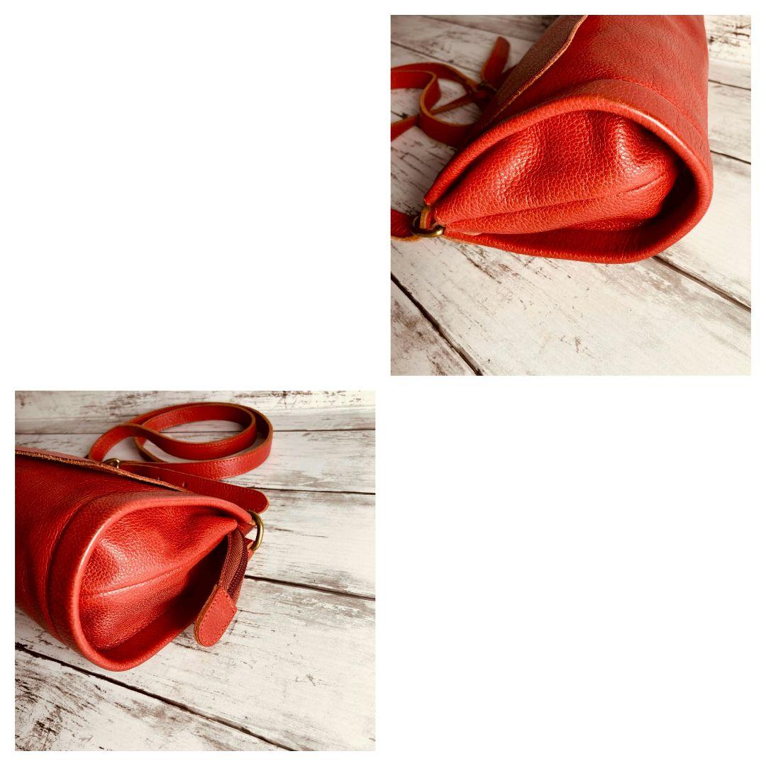 nekoさま専用【高級感漂う美しい本革】ショルダーバッグ　赤　バイソン刻印