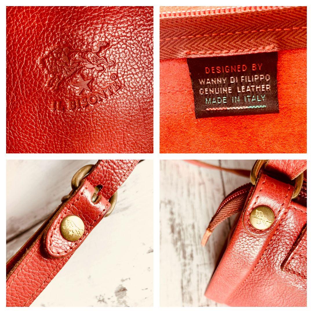 nekoさま専用【高級感漂う美しい本革】ショルダーバッグ　赤　バイソン刻印