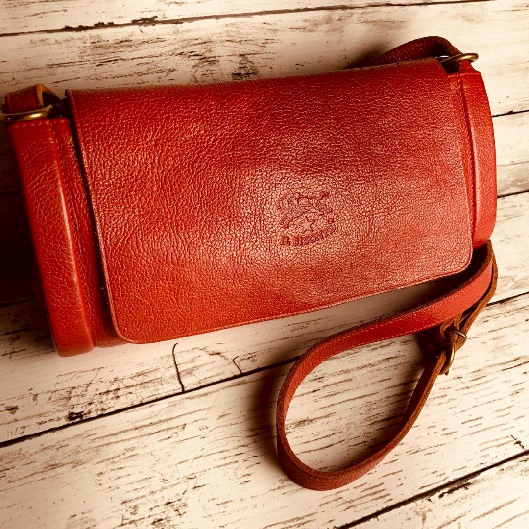 nekoさま専用【高級感漂う美しい本革】ショルダーバッグ　赤　バイソン刻印