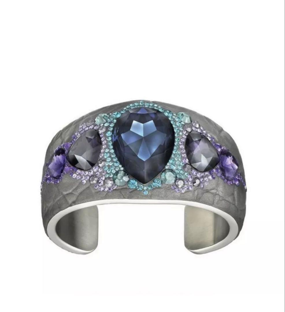 Swarovski Pony バングル ターコイズブルー×パープルカラー