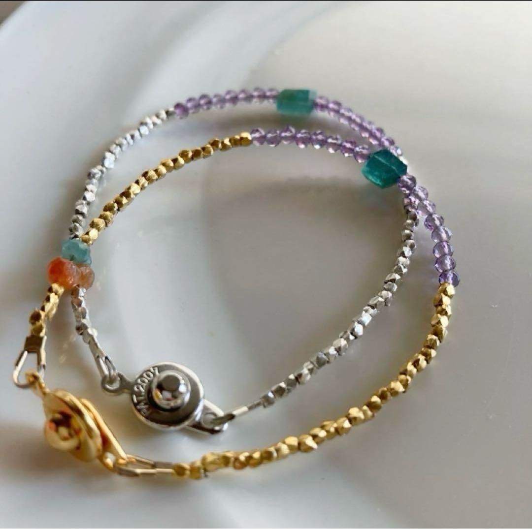 専用宝石質アメジスト×グランディディエライトカレンシルバーブレスレット⌖1134