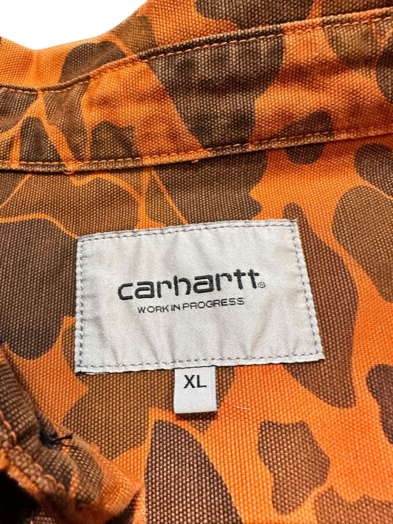 美品 カーハート WIP ダックシャツ ハンターカモ ターメリックオレンジ XL