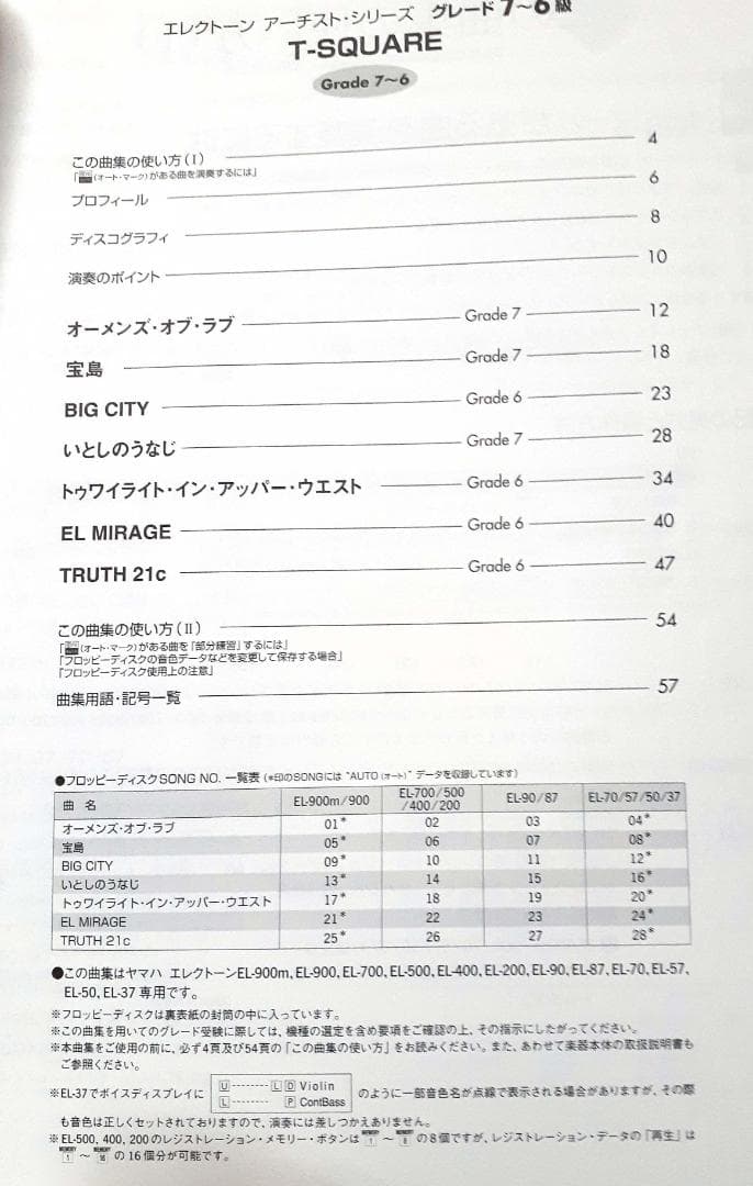 T-SQUARE エレクトーン アーチスト・シリーズ 7～6級 FD付♪