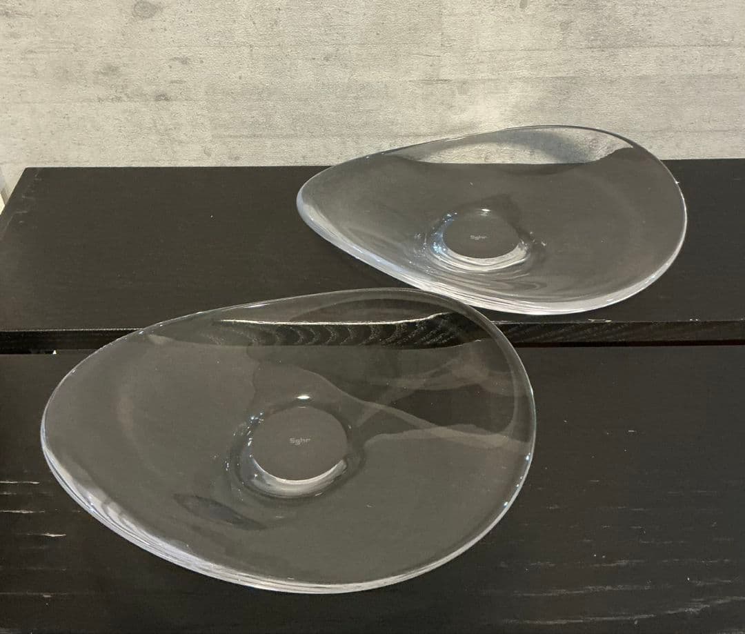 未使用　スガハラ　sghr　 変形プレート　プレート　ガラスプレート　2枚