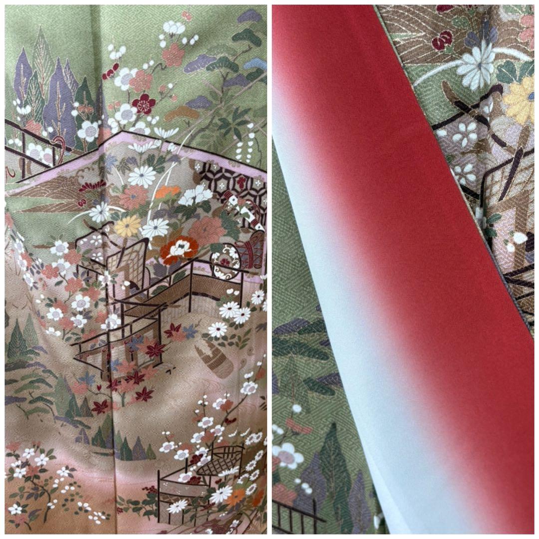 新春特別価格❗️3000円引き♦️4点フルセット　正絹訪問着　袋帯　帯揚げ　帯締め