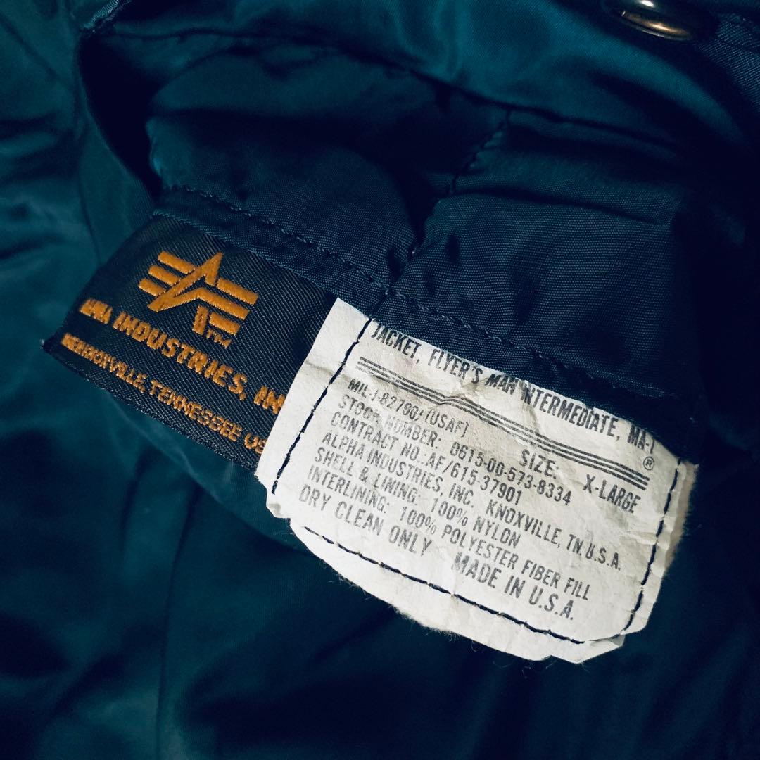 90s ALPHA MA-1フライトジャケット USA製 IDEAL XL 紺色
