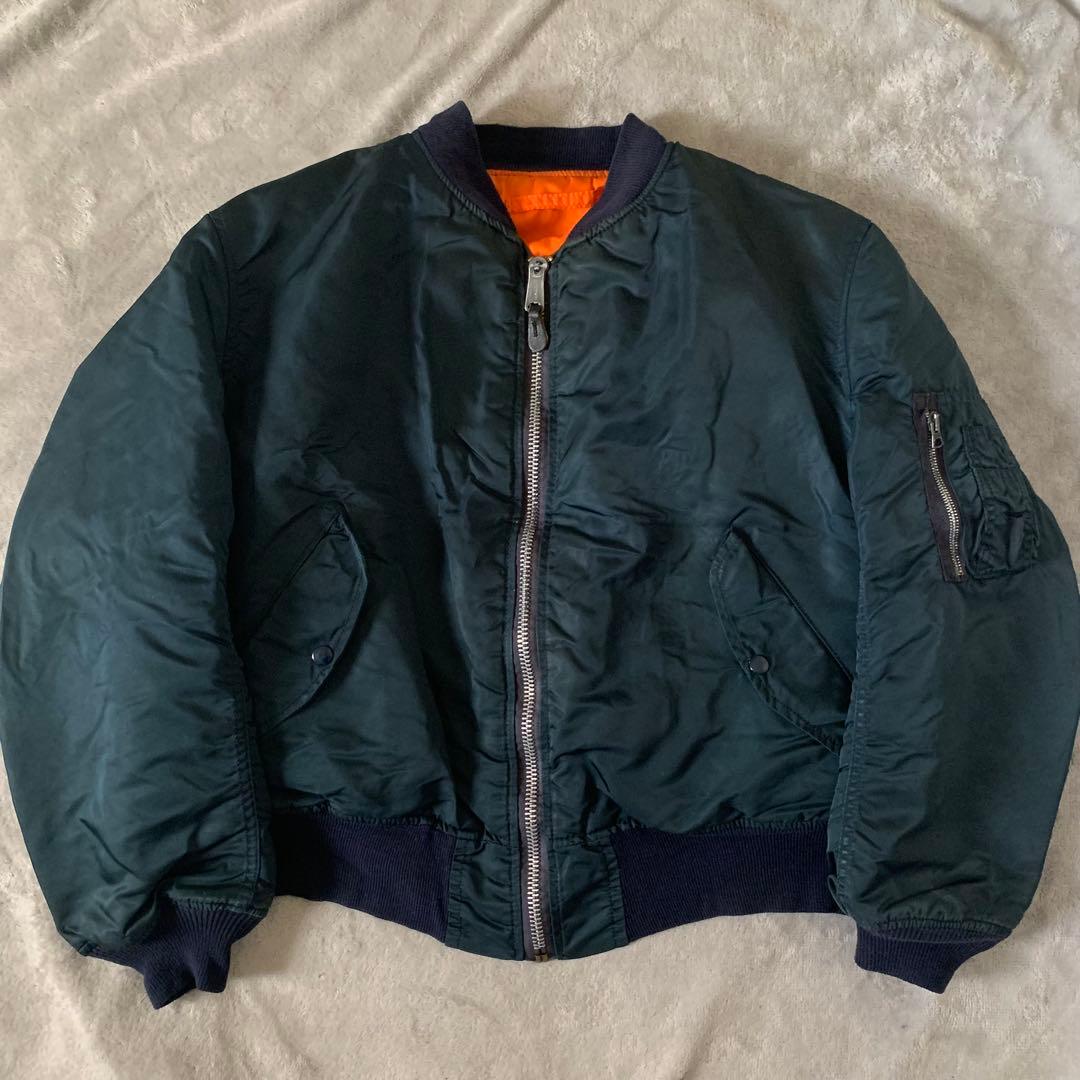 90s ALPHA MA-1フライトジャケット USA製 IDEAL XL 紺色