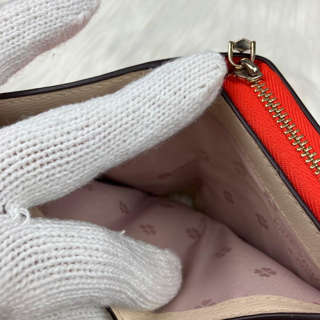 美品✨ ケイトスペード 折り財布 シマウマ アニマル オレンジ レザー