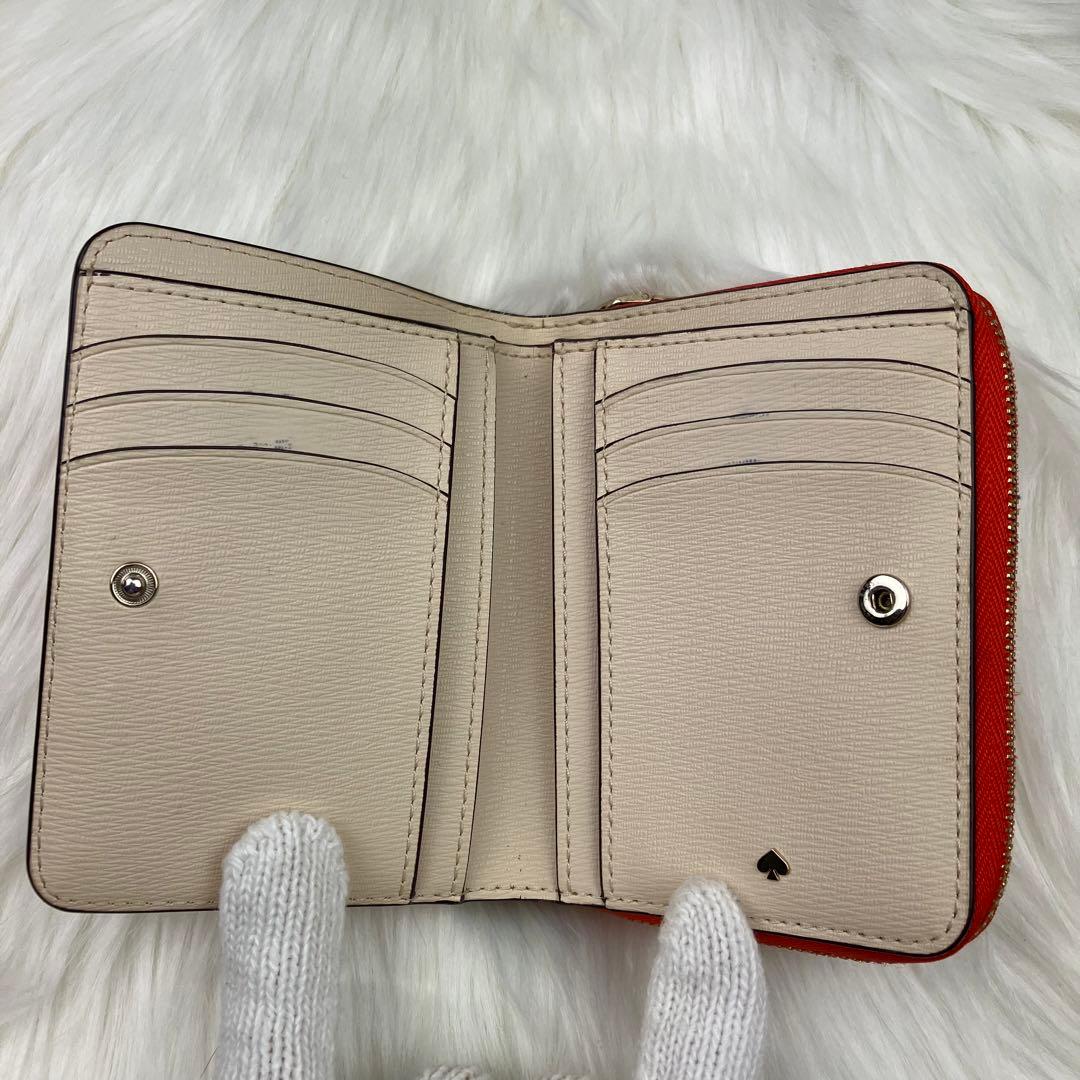 美品✨ ケイトスペード 折り財布 シマウマ アニマル オレンジ レザー
